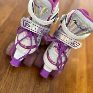 Purple and White Roller Skates